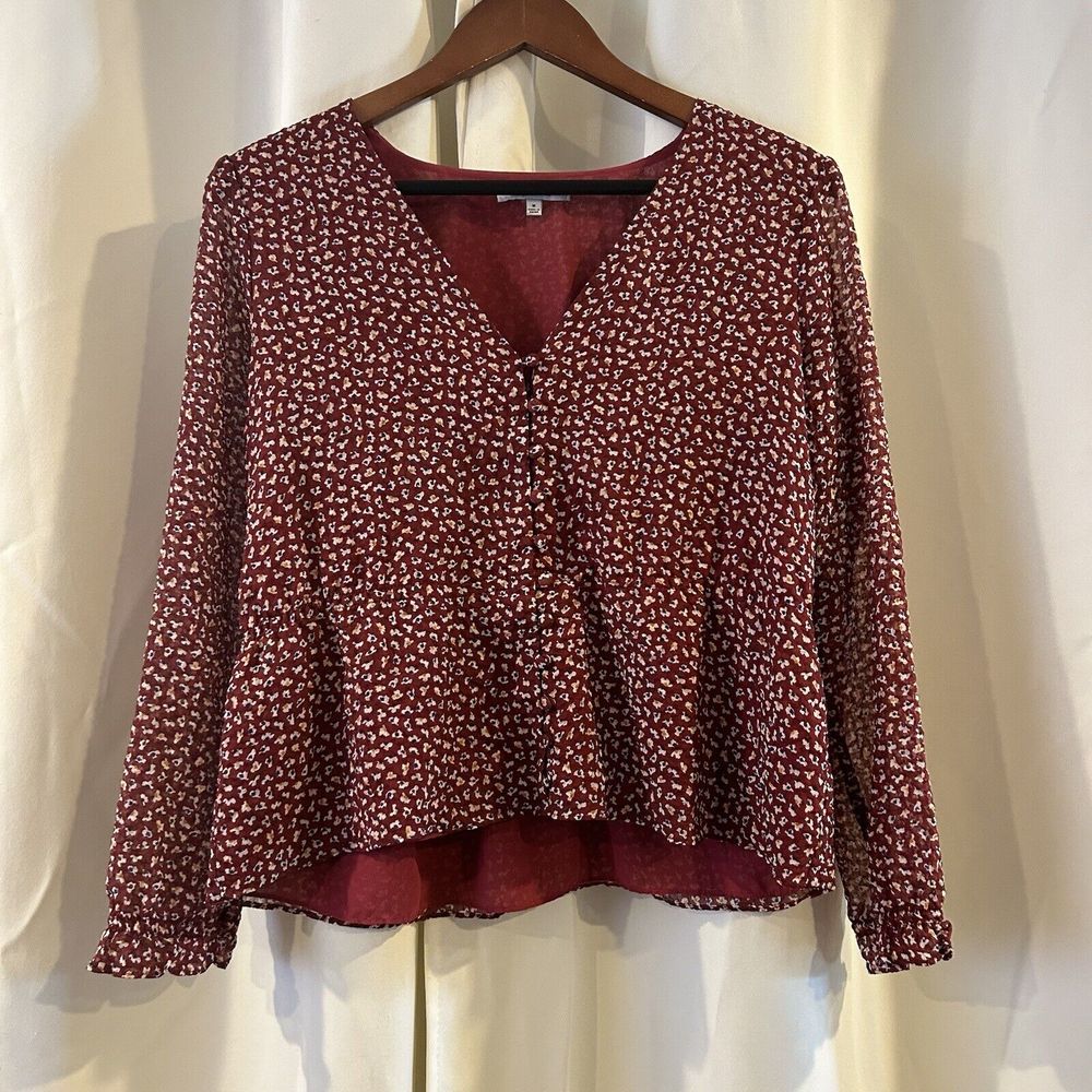 Madewell Medium Overture Top Floral Blouse Long Sleeve